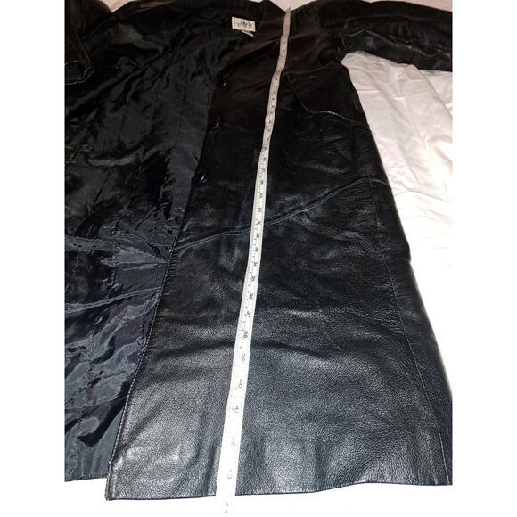 GORGEOUS THICK Matrix style Liz Baker Essentials Leather Black TrenchCoat Sz S-M - Picture 8 of 12